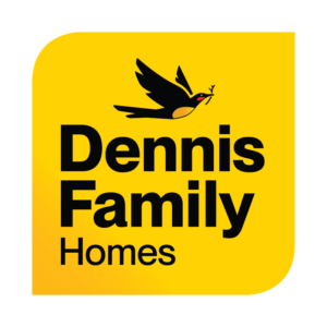 Dennis Family Homes logo with yellow square and bird
