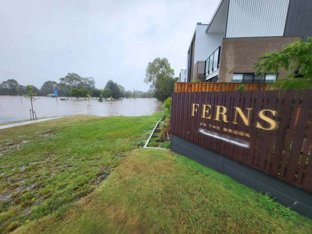 Flooded area near residential housing