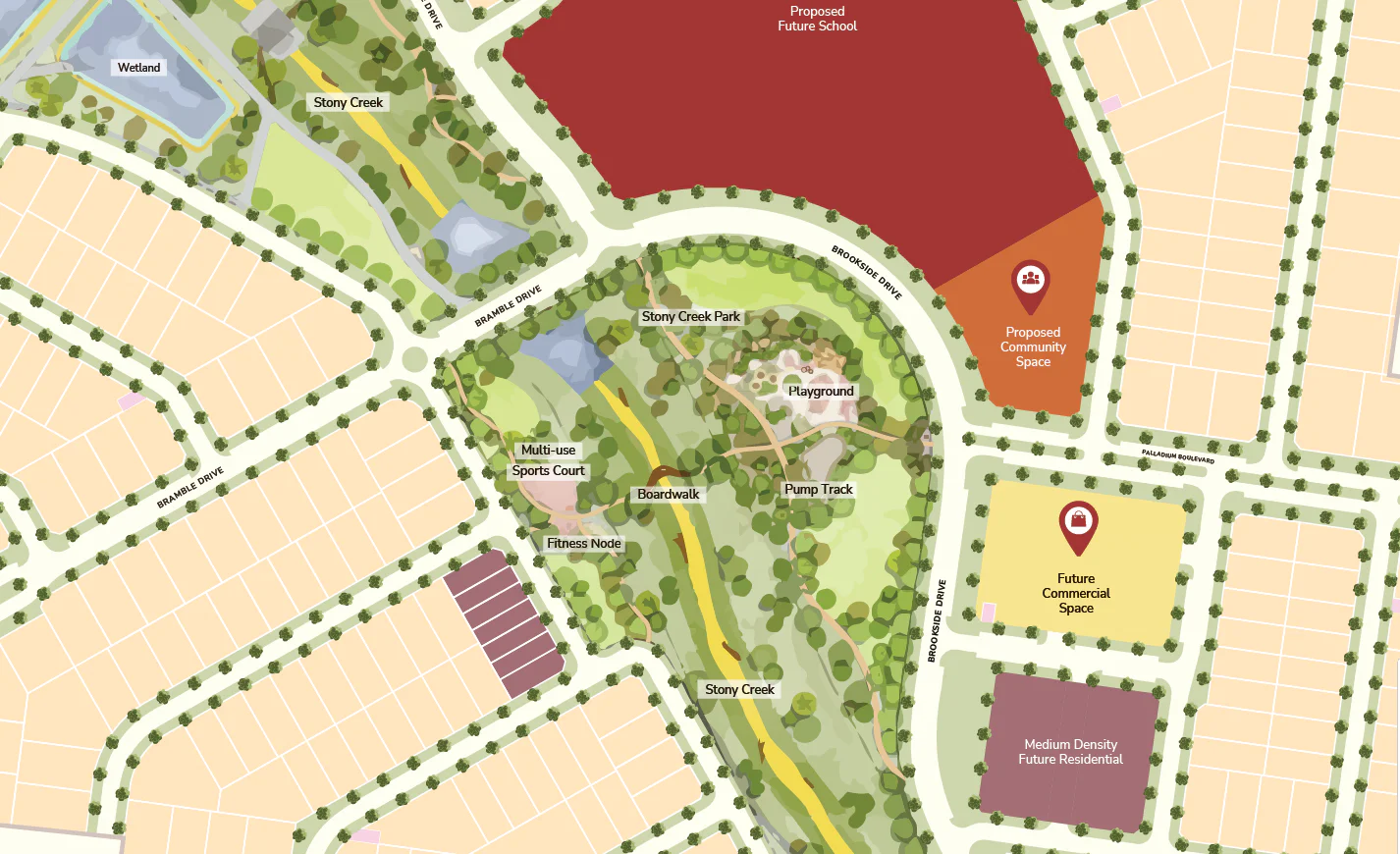Close up of Stony Creek Drouin Masterplan Feb 2025