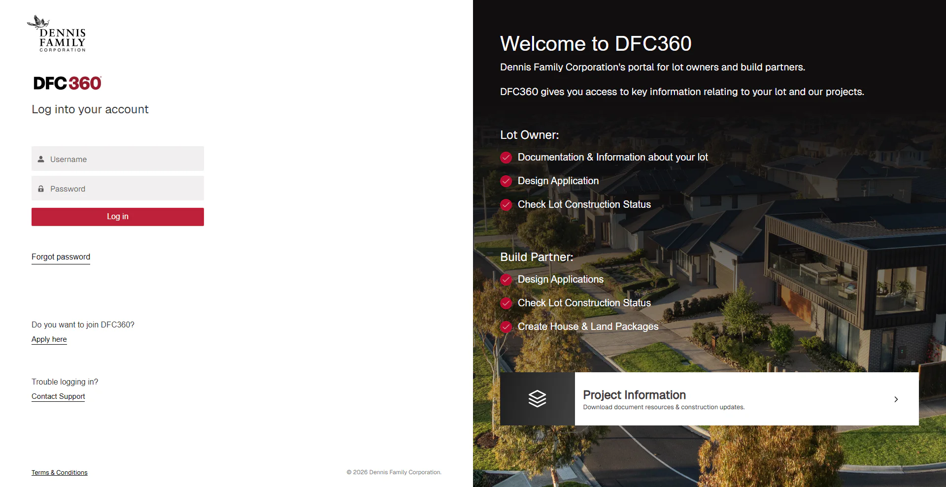 DFC360° landing and login page